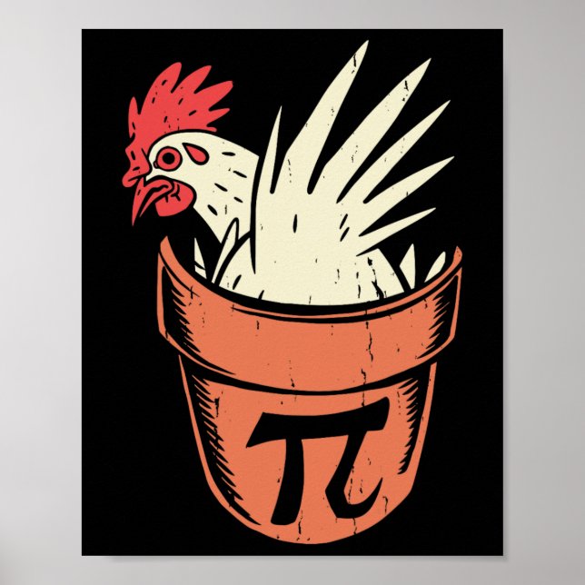 Póster El día del maestro de matemáticas Pun Pi en pollos (Frente)