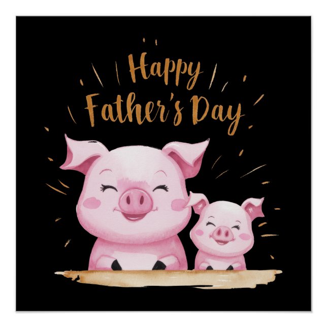 Póster El Día del Padre Feliz de Cerdo (Anverso)