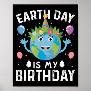 Póster El Día Mundial De La Tierra Es Mi Cumpleaños Para