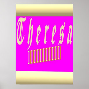 Póster El diseño de Theresa impactante rosa y dorado