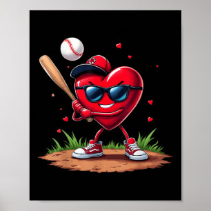 Póster El diseño del Día de San Valentín de Baseball Hear