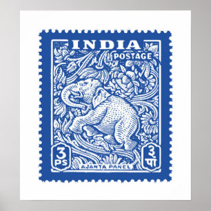 Póster El diseño del sello de la India, elefante