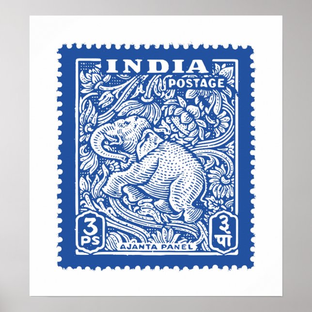 Póster El diseño del sello de la India, elefante (Frente)