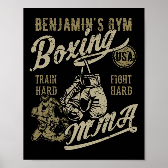 Póster El diseño retro de boxeo en gimnasia de Benjamin p (Frente)