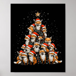 Póster El divertido árbol navideño Fox Foxes Xmas Fox Lov