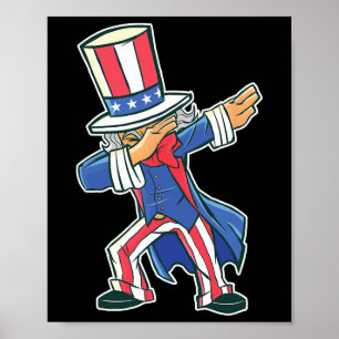 Póster El Divertido Baile Dabbing Tío Sam 4 De Julio Niño