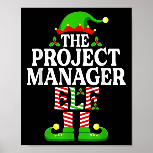 Póster El divertido elfo gerente de proyecto Navidad fami (Frente)
