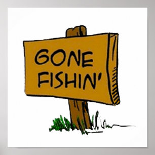 Póster El divertido logo de Rustic Fun Gone Fishin Expres