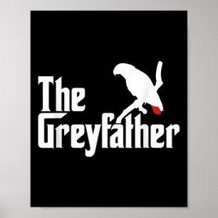 Póster El divertido loro gris africano del padre gris ama