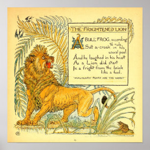 Póster El dominio público del León Asustado Walter Crane 