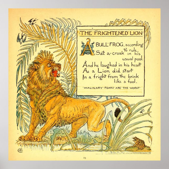 Póster El dominio público del León Asustado Walter Crane  (Frente)