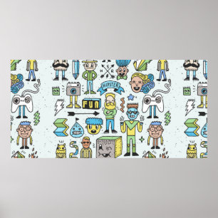 Póster El doodle 2 de los hipsters descabellados. Mano vi