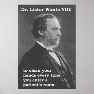 Póster El Dr. Lister quiere que USTED (limpie sus manos)
