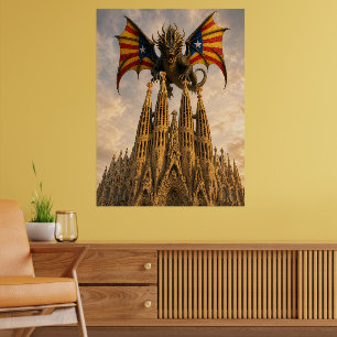 Póster El Drac - Dragón Catalán sobre la Sagrada Familia