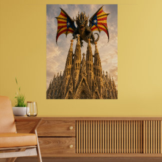 Póster El Drac - Dragón Catalán sobre la Sagrada Familia