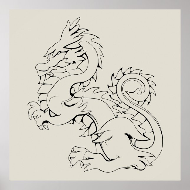 Póster El Dragón Asiático De Tatsu Es Una Criatura Mítica (Frente)