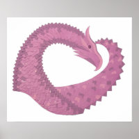 El dragón del corazón malva sobre blanco