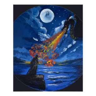 Póster El dragón - Obra de arte hecha a mano