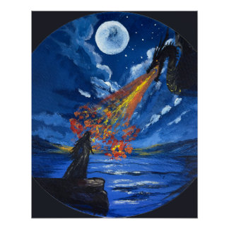Póster El dragón - Obra de arte hecha a mano