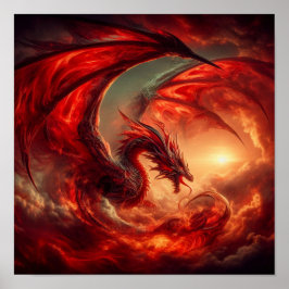 Póster El Dragón Rojo en las nubes
