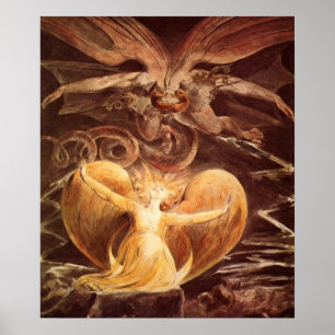 Póster El dragón rojo grande y la mujer de Guillermo