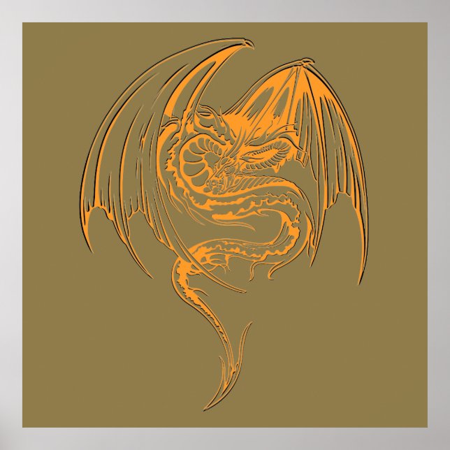 Póster El Dragón Wyvern Son Criaturas Míticas Fantasías (Frente)