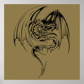 Póster El Dragón Wyvern Son Criaturas Míticas Fantasías