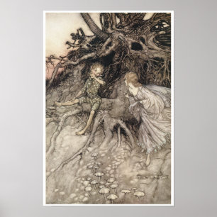 Póster El Dream Vintage Fairy Art de la noche del verano