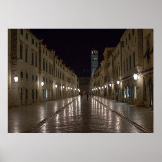 Póster El Dubrovnik Croacia de noche