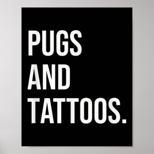Póster El Dueño De Tatuajes Y Tatuajes Pug Perro Tinto Lo
