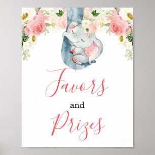 Póster El elefante chica rosa de Rubor favorece la firma 