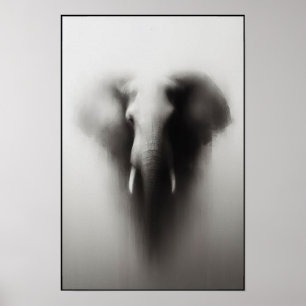 Póster El elefante en el resumen de la niebla