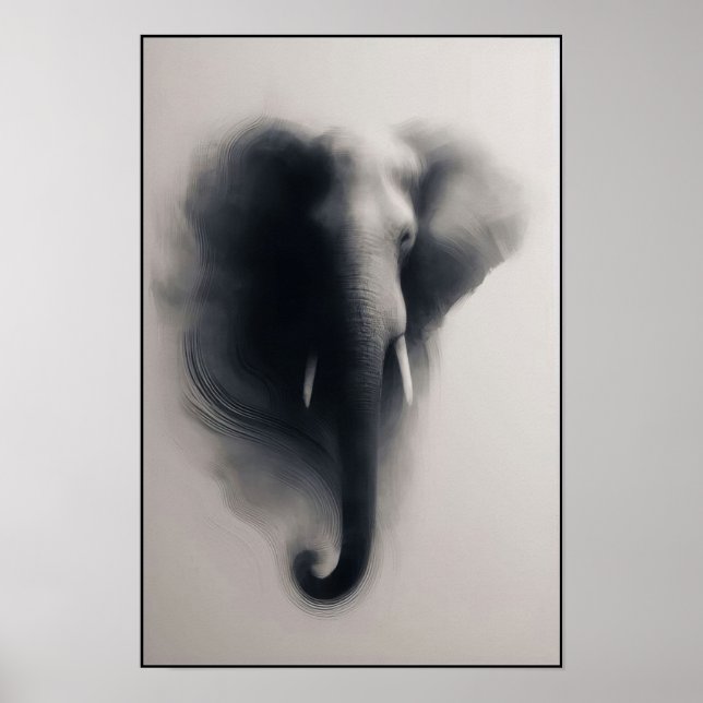 Póster El elefante en el resumen de la niebla (Frente)