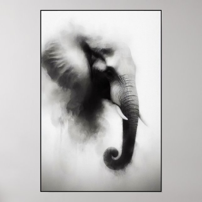 Póster El elefante en el resumen de la niebla (Frente)