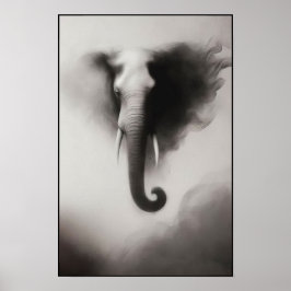 Póster El elefante en el resumen de la niebla