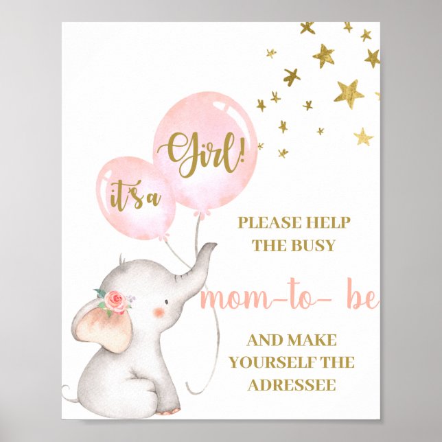 Póster El Elefante Rosa ayuda a mamá el signo del destina (Frente)