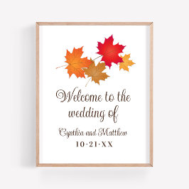Póster El elegante otoño deja la bienvenida Boda