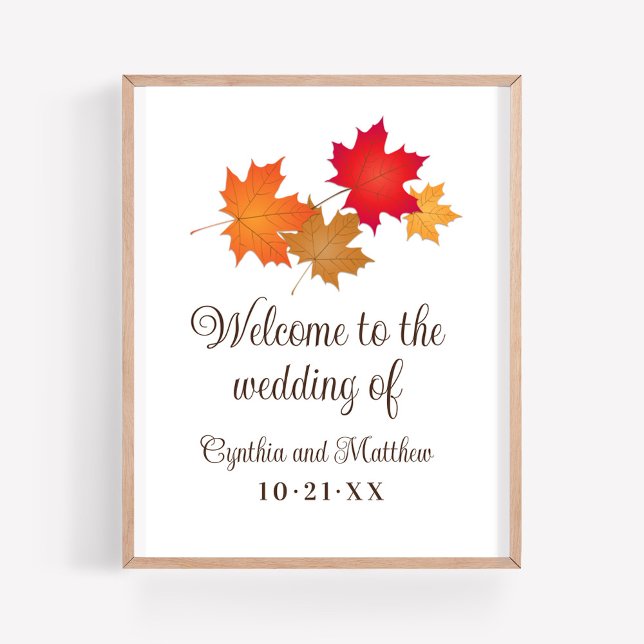 Póster El elegante otoño deja la bienvenida Boda (Subido por el creador)