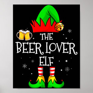 Póster El Elfo Amante de la Cerveza Bebida de Navidad par