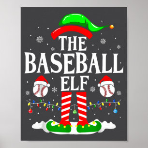 Póster El Elfo de Béisbol Divertido Navidad Srt Amantes X