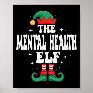 Póster El Elfo de la Salud Mental Divertido Navidad Famil