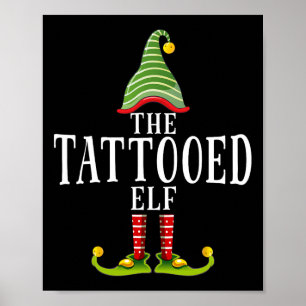 Póster El Elfo Tatuado Divertido Pijama Navideño a Juego