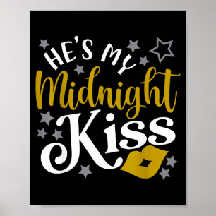Póster Él Ella Mi Beso De Medianoche Feliz Año Nuevo Pare