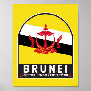 Póster El emblema de la bandera de Brunéi con mal sabor v