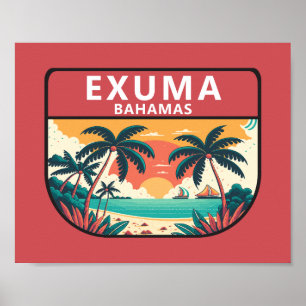 Póster El emblema retro de las Bahamas exuma
