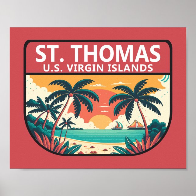 Póster El emblema retro de las Islas Vírgenes de St Thoma (Frente)