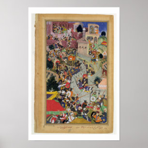 Póster El emperador Akbar (r.1556-1605) tira Saimal en el