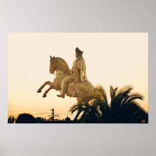 Póster El emperador etíope Menelik a caballo