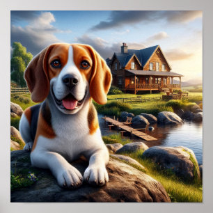 Póster El encantador Beagle en una rústica escena campest