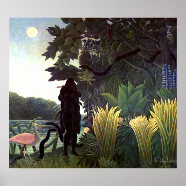 Póster El encanto de las serpientes, por Henri Rousseau (Frente)